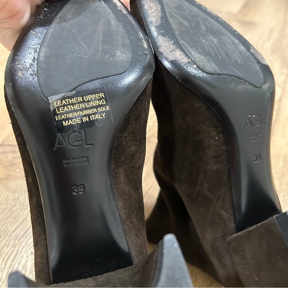 AGL dark brown suede ankle moc croc boot Size 38.5 / US 8.5 - Picture 6 of 16